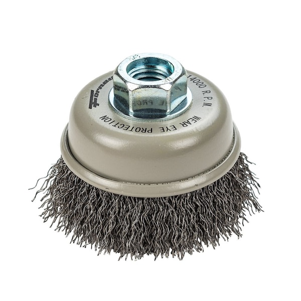 Forney Command PRO Cup Brush, Crimped, 3 in x .014 in x 5/8 in-11 72826 - main